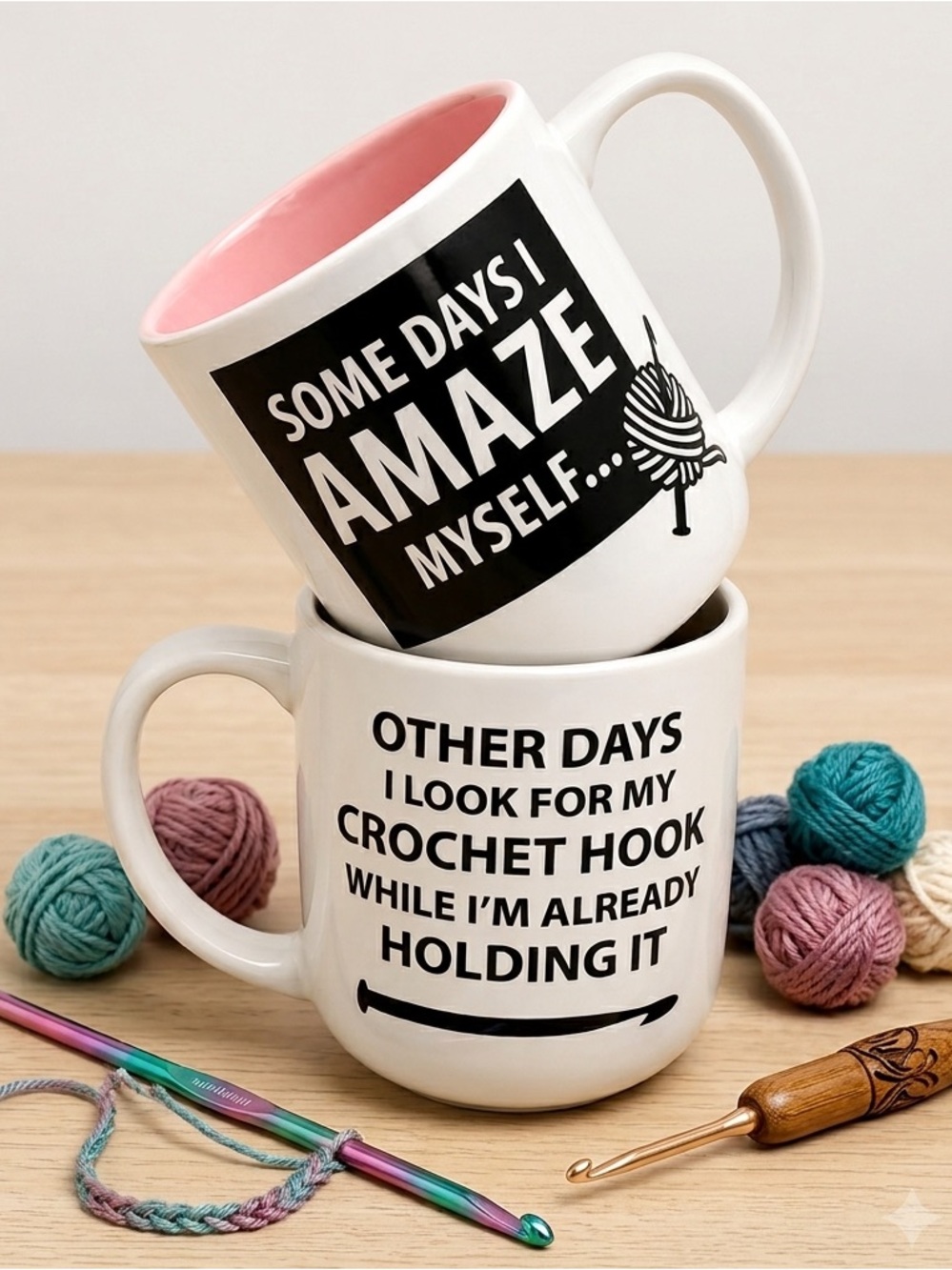Lenny Mud Crochet Mug – Funny Crochet Coffee Cup – Gift for Crocheters – 16 oz